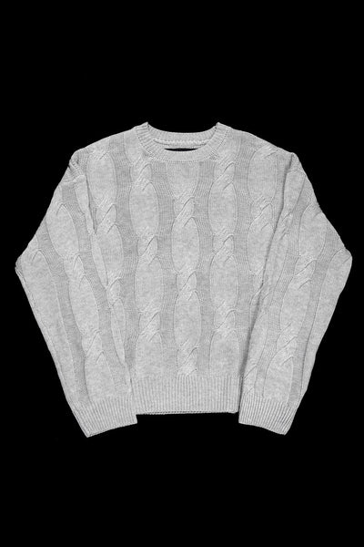 A.F ARTEFACT CABLE KNIT PULLOVER / RELAX FIT (LIGHT GREY)
