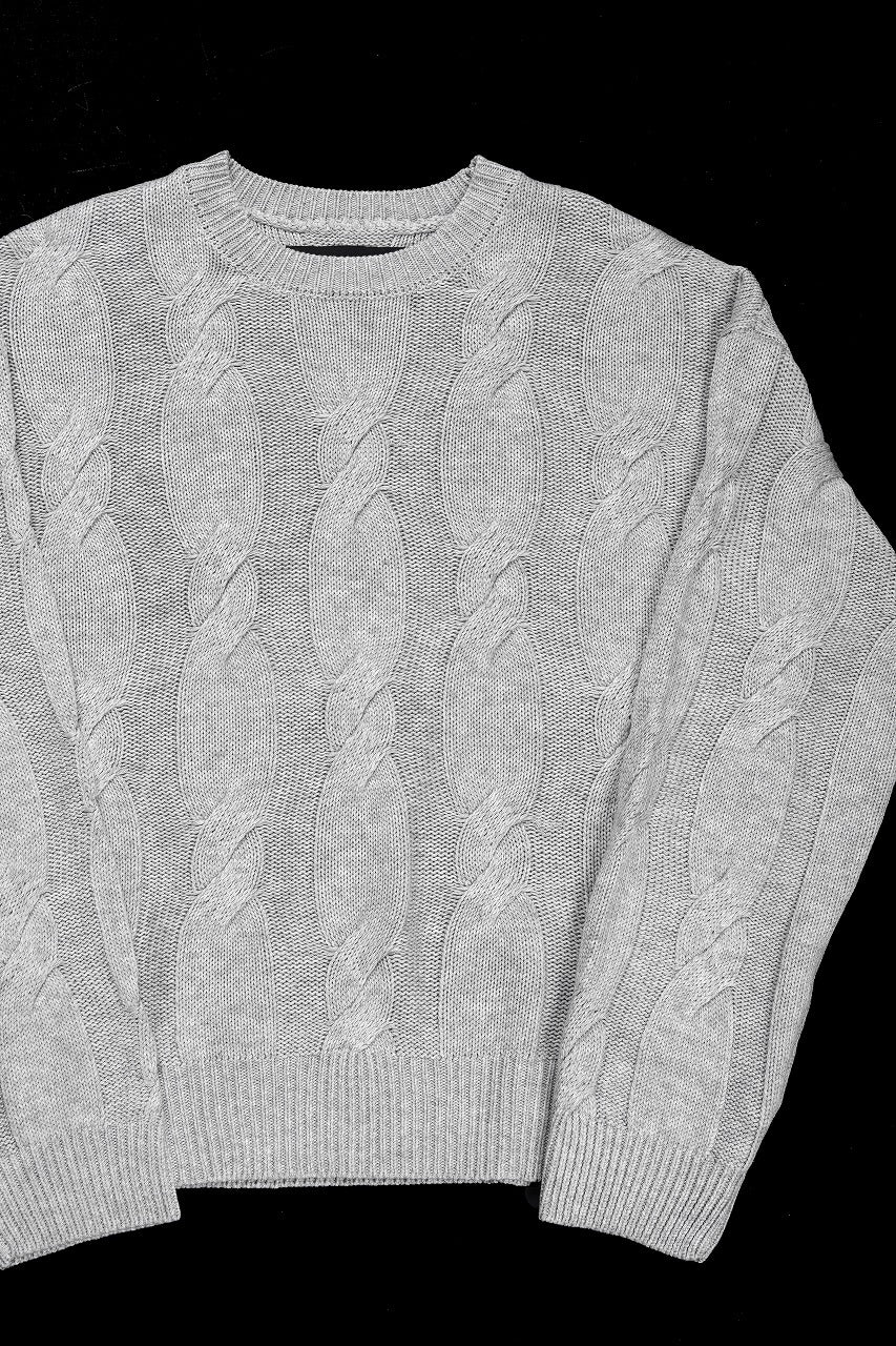 画像をギャラリービューアに読み込む, A.F ARTEFACT CABLE KNIT PULLOVER / RELAX FIT (LIGHT GREY)