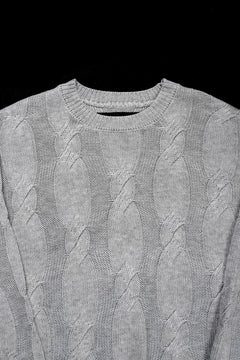 画像をギャラリービューアに読み込む, A.F ARTEFACT CABLE KNIT PULLOVER / RELAX FIT (LIGHT GREY)