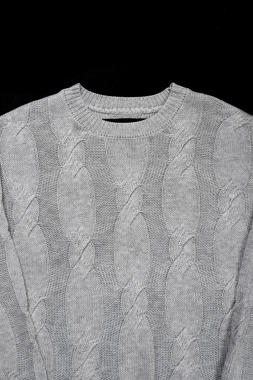 画像をギャラリービューアに読み込む, A.F ARTEFACT CABLE KNIT PULLOVER / RELAX FIT (LIGHT GREY)