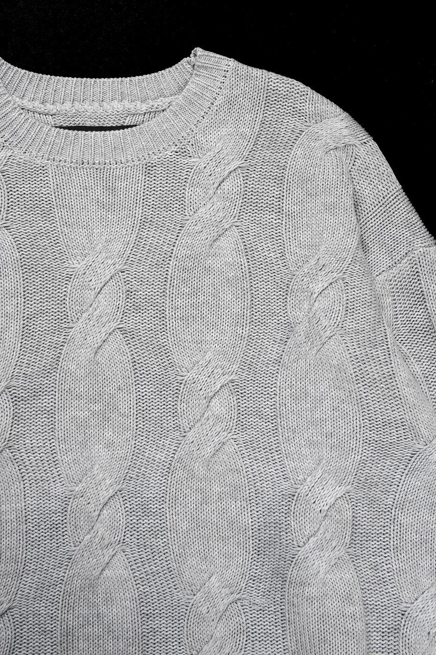 画像をギャラリービューアに読み込む, A.F ARTEFACT CABLE KNIT PULLOVER / RELAX FIT (LIGHT GREY)