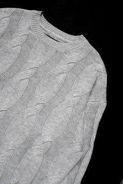 画像をギャラリービューアに読み込む, A.F ARTEFACT CABLE KNIT PULLOVER / RELAX FIT (LIGHT GREY)