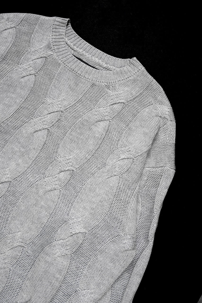 画像をギャラリービューアに読み込む, A.F ARTEFACT CABLE KNIT PULLOVER / RELAX FIT (LIGHT GREY)
