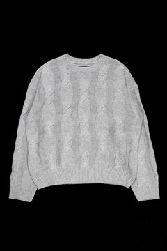 画像をギャラリービューアに読み込む, A.F ARTEFACT CABLE KNIT PULLOVER / RELAX FIT (LIGHT GREY)