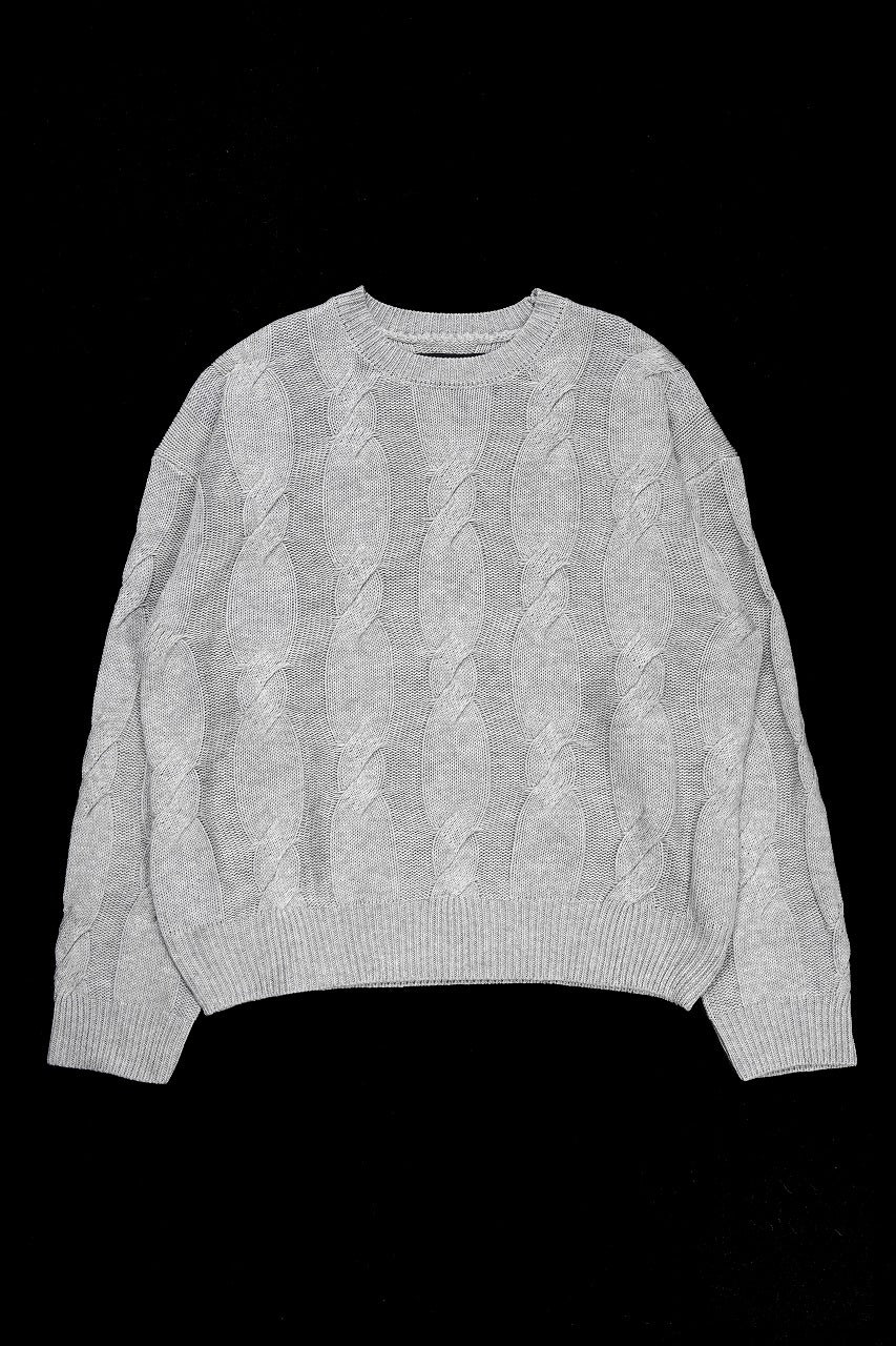 画像をギャラリービューアに読み込む, A.F ARTEFACT CABLE KNIT PULLOVER / RELAX FIT (LIGHT GREY)