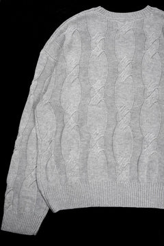 画像をギャラリービューアに読み込む, A.F ARTEFACT CABLE KNIT PULLOVER / RELAX FIT (LIGHT GREY)