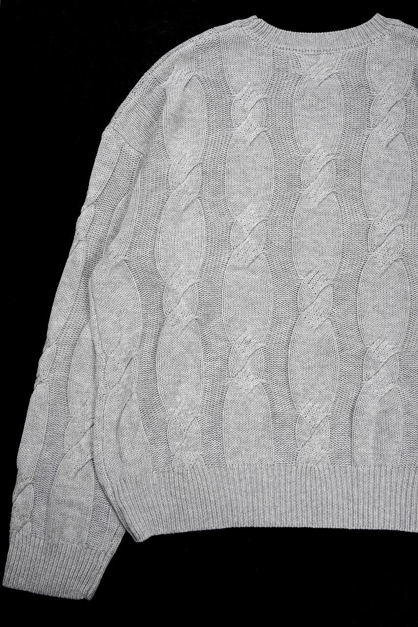 画像をギャラリービューアに読み込む, A.F ARTEFACT CABLE KNIT PULLOVER / RELAX FIT (LIGHT GREY)