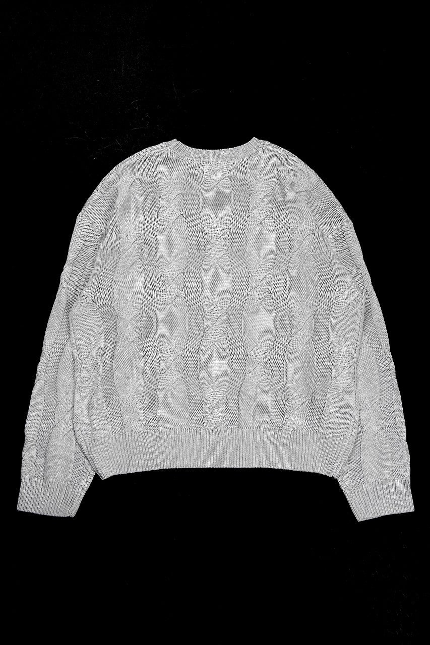 画像をギャラリービューアに読み込む, A.F ARTEFACT CABLE KNIT PULLOVER / RELAX FIT (LIGHT GREY)