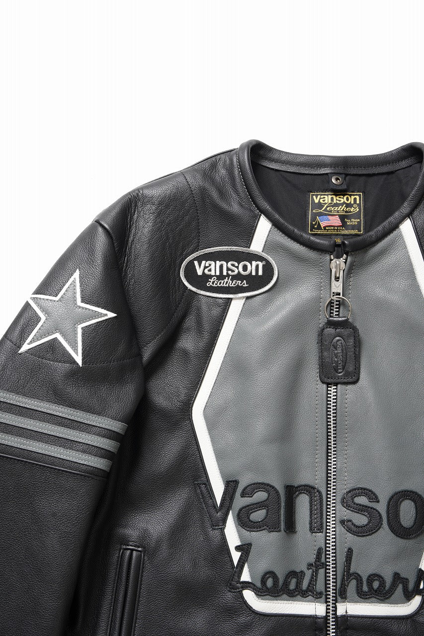 画像をギャラリービューアに読み込む, ISAMU KATAYAMA BACKLASH xx VANSON MONOTONE STAR JACKET ＃TYPE-B (BLACK x GRAY x WHITE)