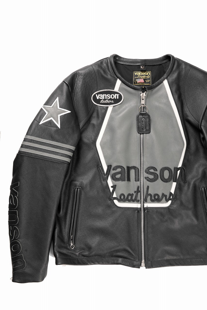 画像をギャラリービューアに読み込む, ISAMU KATAYAMA BACKLASH xx VANSON MONOTONE STAR JACKET ＃TYPE-B (BLACK x GRAY x WHITE)