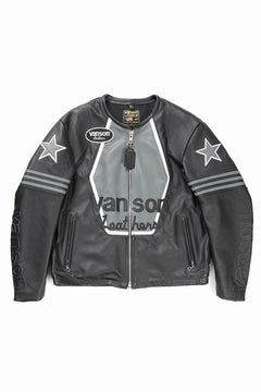 画像をギャラリービューアに読み込む, ISAMU KATAYAMA BACKLASH xx VANSON MONOTONE STAR JACKET ＃TYPE-B (BLACK x GRAY x WHITE)