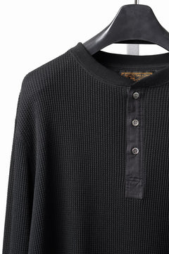 画像をギャラリービューアに読み込む, SEVEN LEATHERS WAFFLE HENLEY LONG SLEEVE TOPS (BLACK)