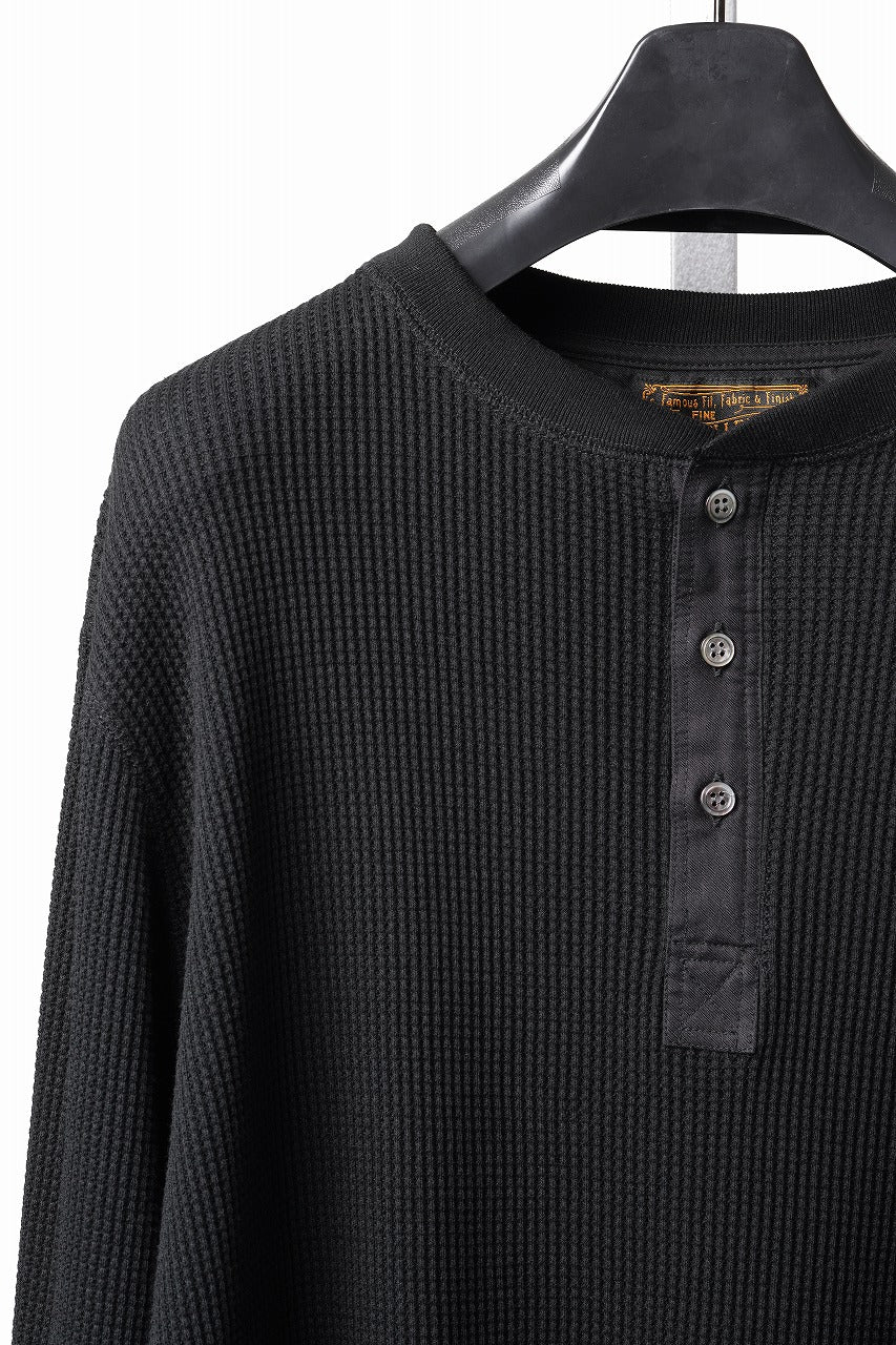 画像をギャラリービューアに読み込む, SEVEN LEATHERS WAFFLE HENLEY LONG SLEEVE TOPS (BLACK)