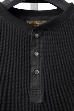 画像をギャラリービューアに読み込む, SEVEN LEATHERS WAFFLE HENLEY LONG SLEEVE TOPS (BLACK)