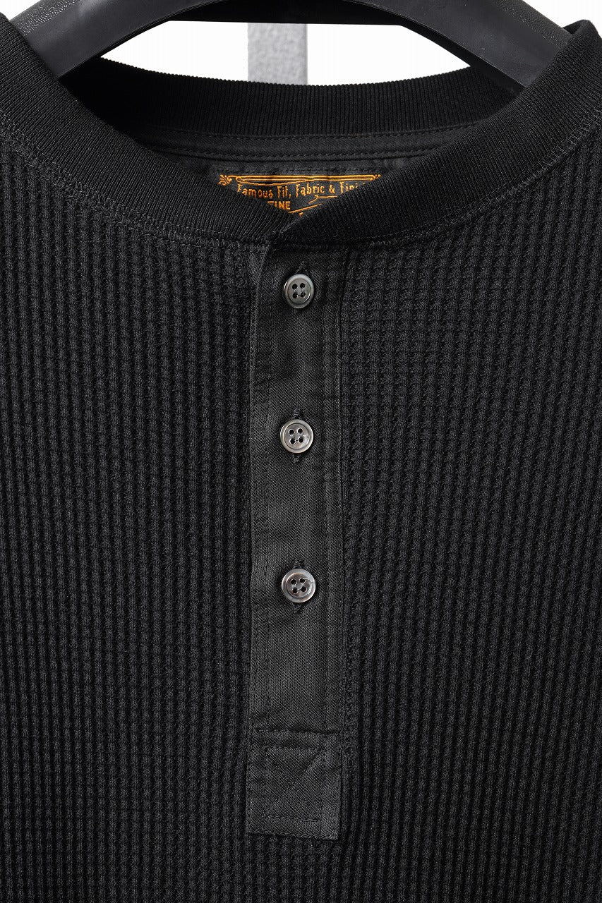 画像をギャラリービューアに読み込む, SEVEN LEATHERS WAFFLE HENLEY LONG SLEEVE TOPS (BLACK)
