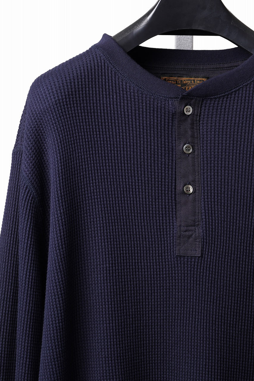 画像をギャラリービューアに読み込む, SEVEN LEATHERS WAFFLE HENLEY LONG SLEEVE TOPS (NAVY)