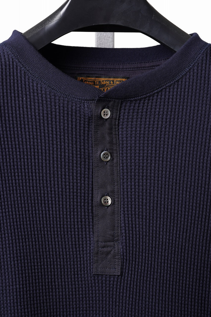画像をギャラリービューアに読み込む, SEVEN LEATHERS WAFFLE HENLEY LONG SLEEVE TOPS (NAVY)