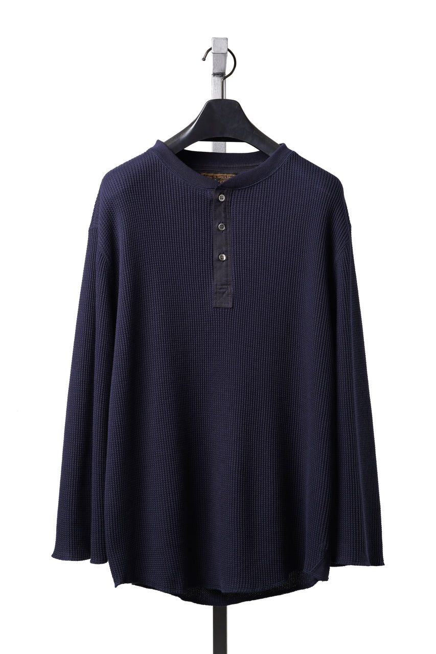 画像をギャラリービューアに読み込む, SEVEN LEATHERS WAFFLE HENLEY LONG SLEEVE TOPS (NAVY)