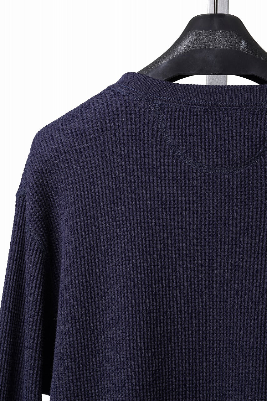 画像をギャラリービューアに読み込む, SEVEN LEATHERS WAFFLE HENLEY LONG SLEEVE TOPS (NAVY)