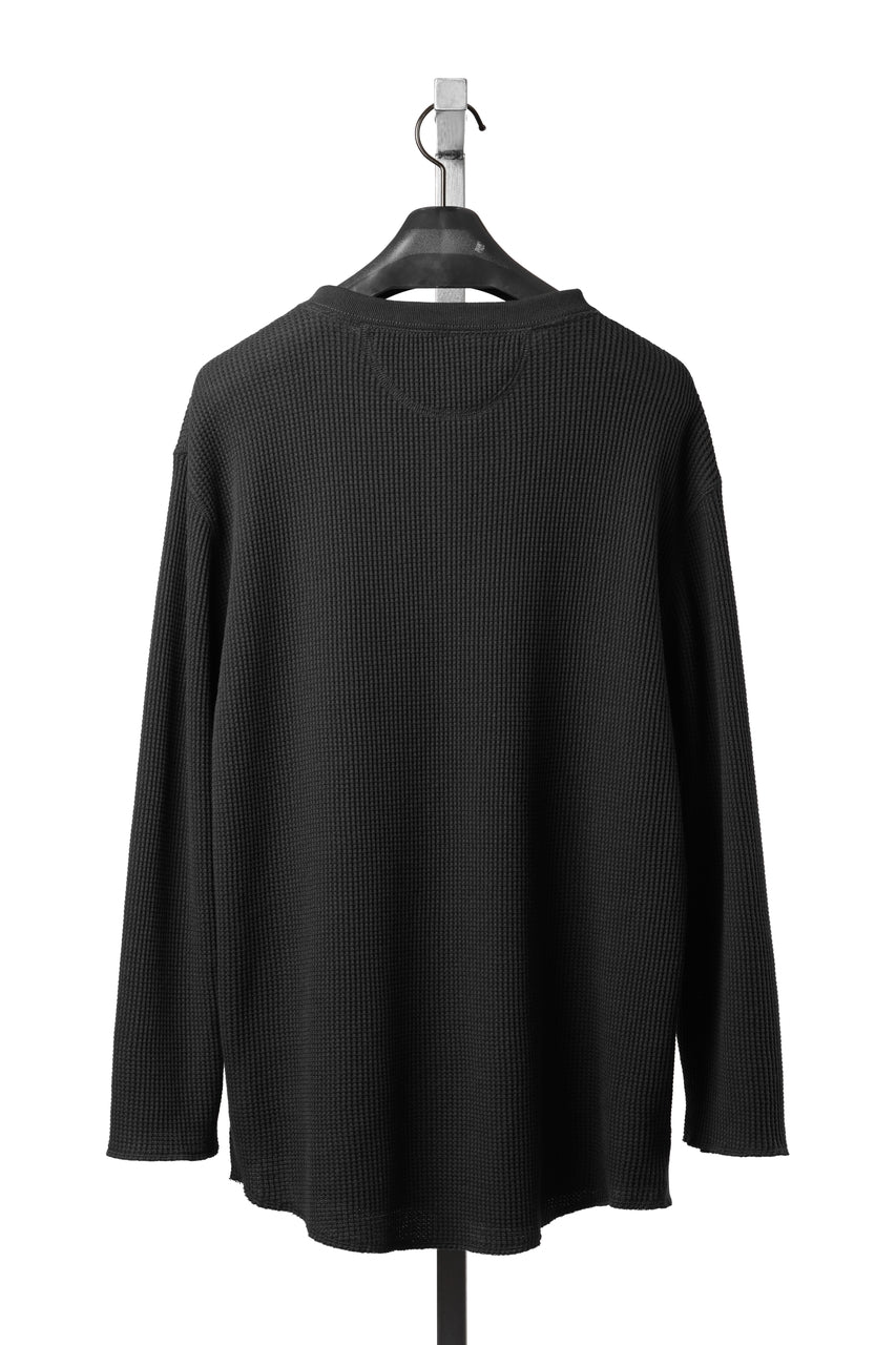 画像をギャラリービューアに読み込む, SEVEN LEATHERS WAFFLE HENLEY LONG SLEEVE TOPS (BLACK)