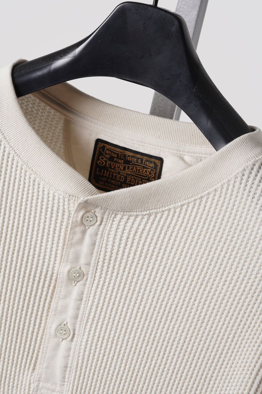 画像をギャラリービューアに読み込む, SEVEN LEATHERS WAFFLE HENLEY LONG SLEEVE TOPS (CREAM)