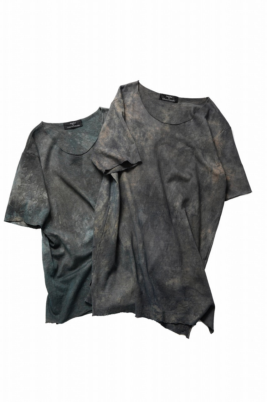 Load image into Gallery viewer, kujaku exclusive dyed crew neck H/S pulover / K-798-1 (verdigris)