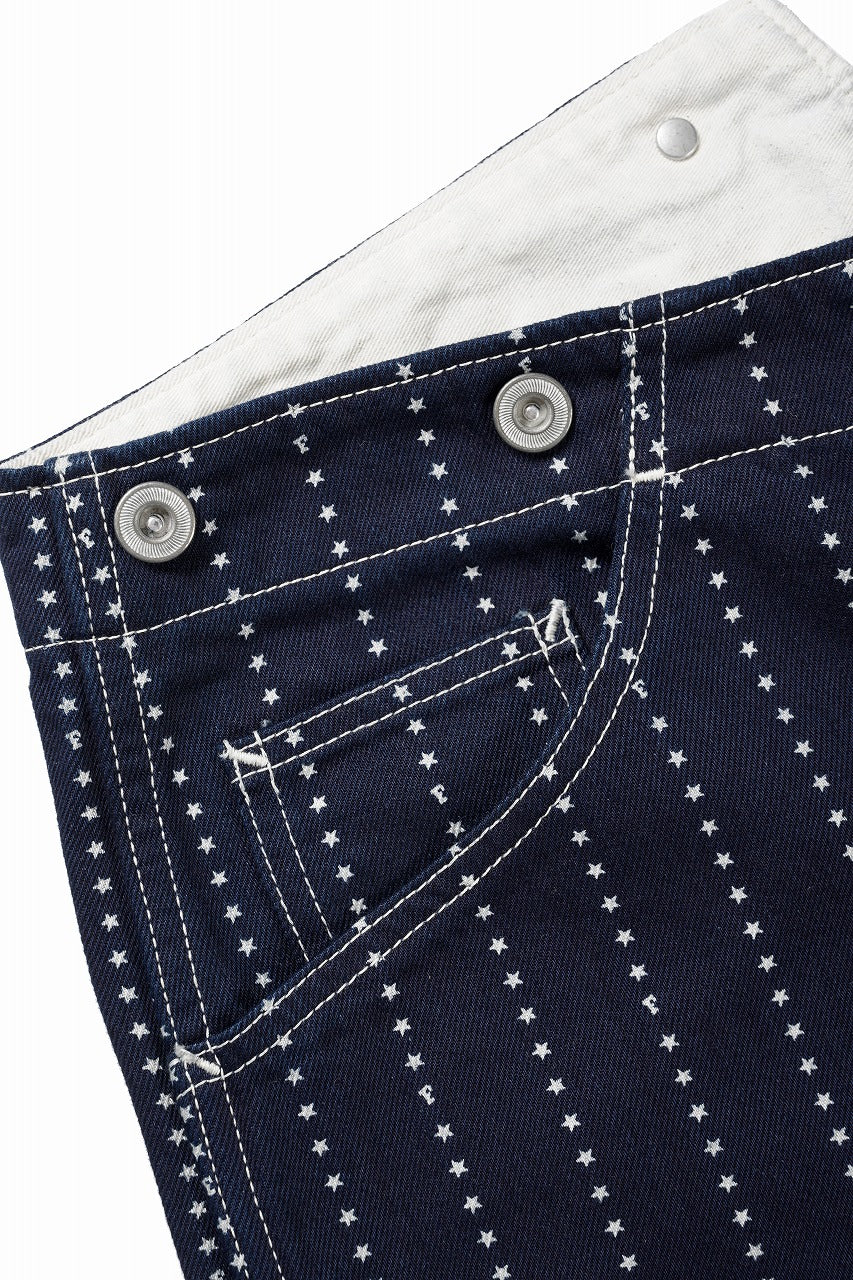 FULLCOUNT WABASH WORKERS PANTS / INDIGO DYED DRILL with WASH STAR STRIPE (INDIGO / ONE WASHED)