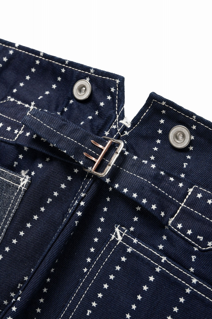 FULLCOUNT WABASH WORKERS PANTS / INDIGO DYED DRILL with WASH STAR STRIPE (INDIGO / ONE WASHED)
