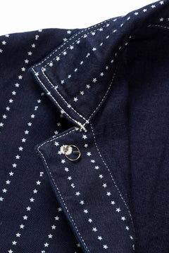画像をギャラリービューアに読み込む, FULLCOUNT WABASH CHOREJACKET / INDIGO DYED DRILL with WASH STAR STRIPE (INDIGO / ONE WASHED)