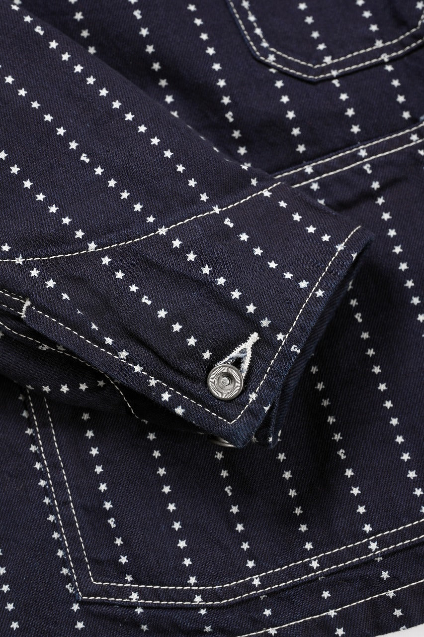 FULLCOUNT WABASH CHOREJACKET / INDIGO DYED DRILL with WASH STAR STRIPE (INDIGO / ONE WASHED)