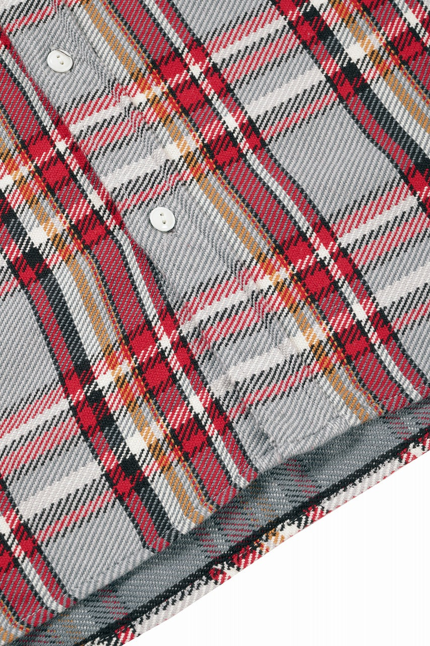 画像をギャラリービューアに読み込む, FULLCOUNT FLANNEL WORK SHIRT / ORIGINAL COTTON CHECK (GRAY x RED)