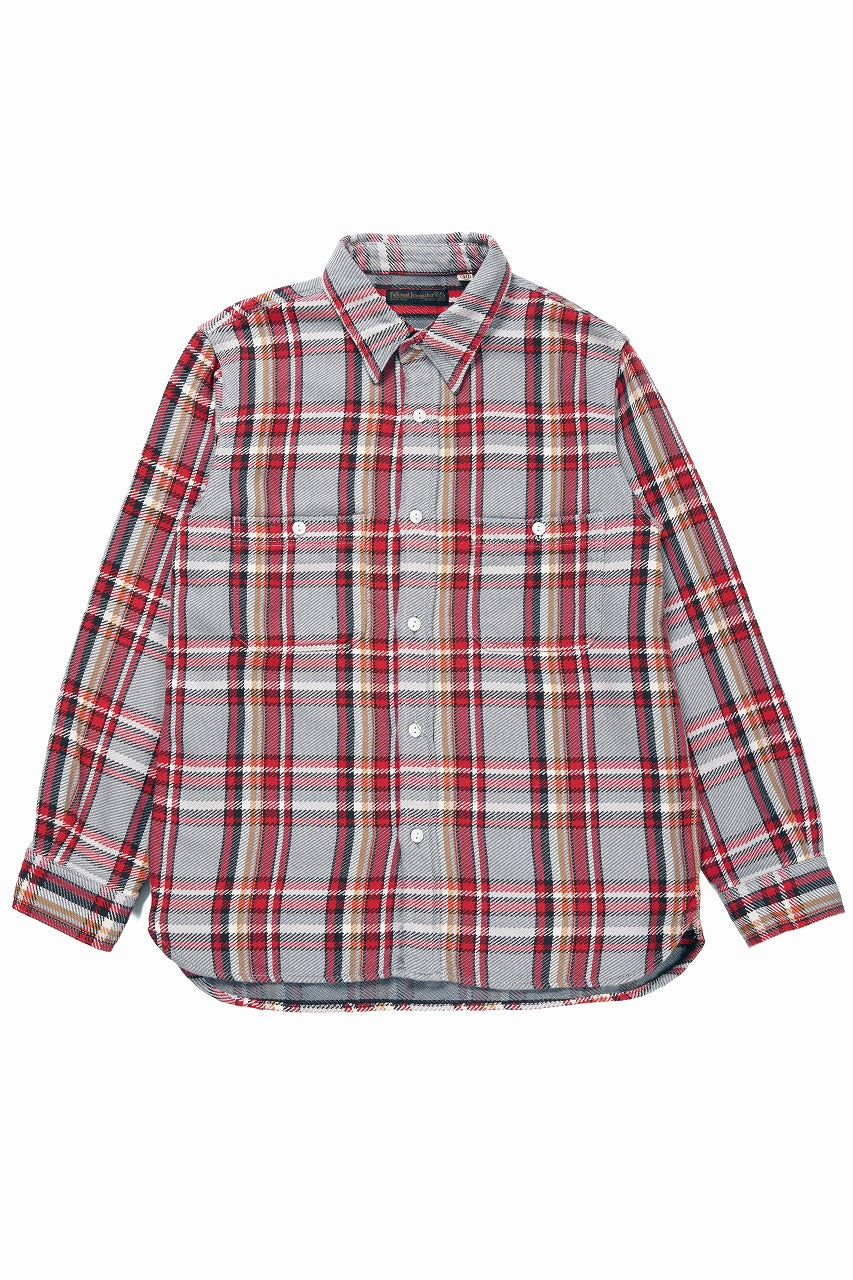 画像をギャラリービューアに読み込む, FULLCOUNT FLANNEL WORK SHIRT / ORIGINAL COTTON CHECK (GRAY x RED)