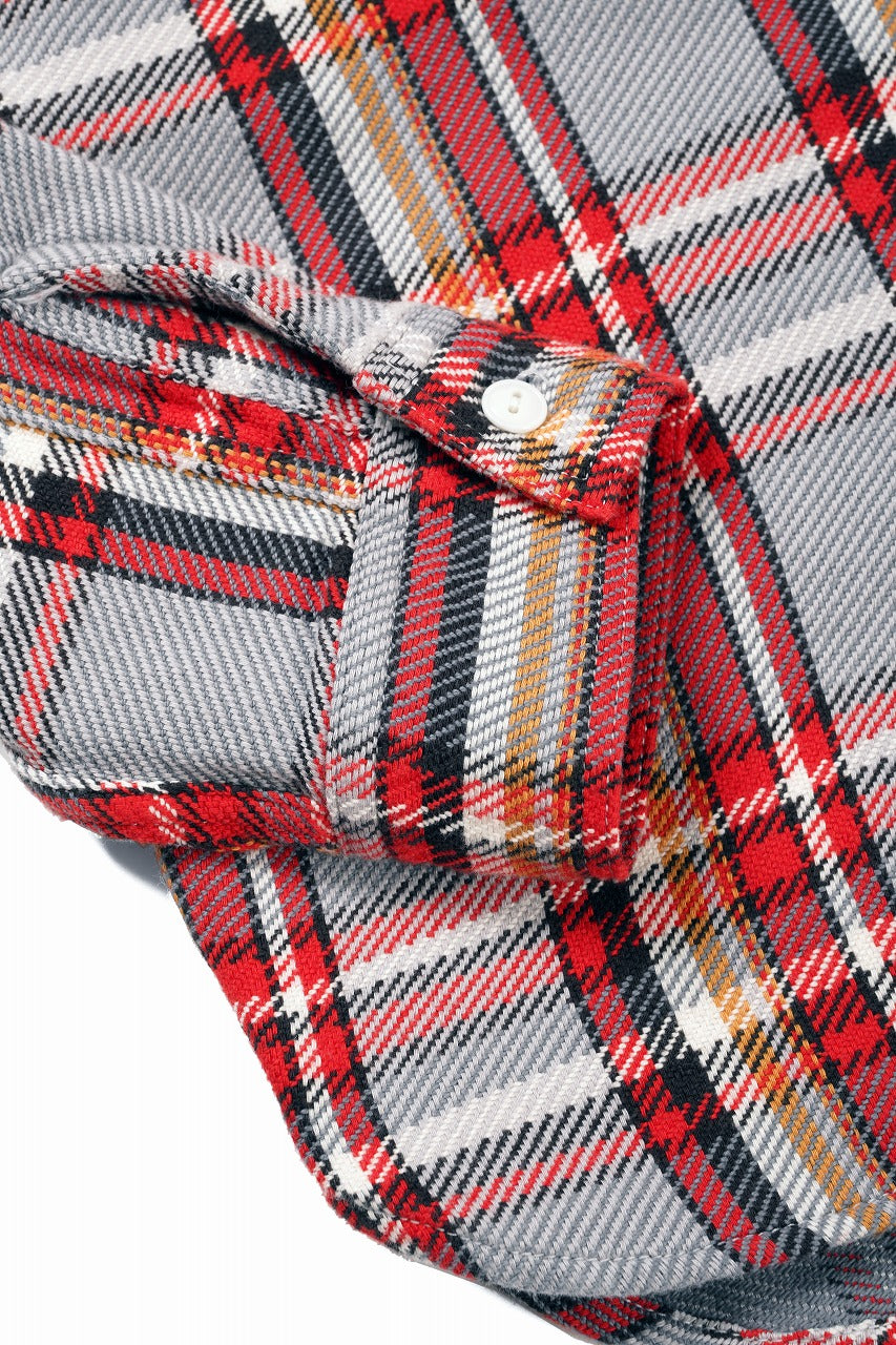 画像をギャラリービューアに読み込む, FULLCOUNT FLANNEL WORK SHIRT / ORIGINAL COTTON CHECK (GRAY x RED)