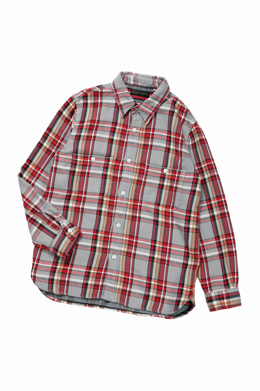 画像をギャラリービューアに読み込む, FULLCOUNT FLANNEL WORK SHIRT / ORIGINAL COTTON CHECK (GRAY x RED)
