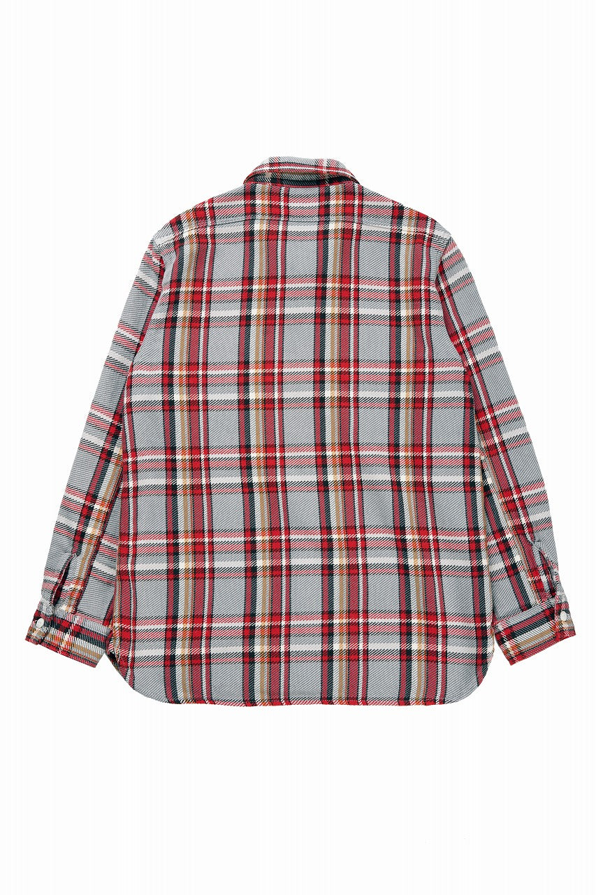 画像をギャラリービューアに読み込む, FULLCOUNT FLANNEL WORK SHIRT / ORIGINAL COTTON CHECK (GRAY x RED)