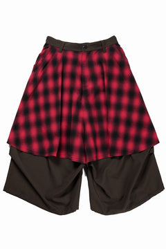 画像をギャラリービューアに読み込む, beauty : beast 8Q LAYERED SUPER WIDE SAROUEL PANTS / CHECKER EDITION (BROWN x RED)