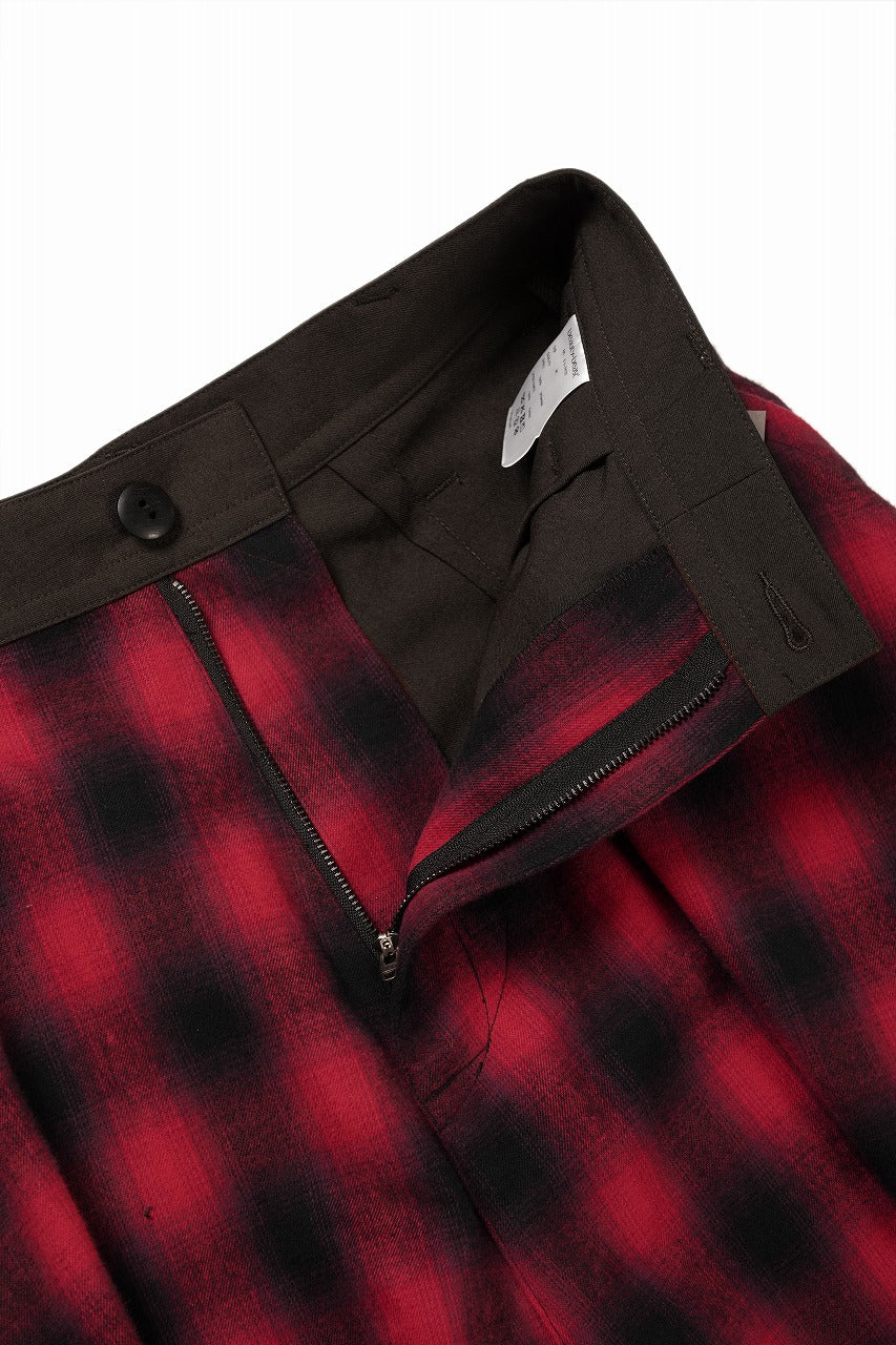beauty : beast 8Q LAYERED SUPER WIDE SAROUEL PANTS / CHECKER EDITION (BROWN x RED)