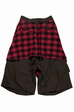 画像をギャラリービューアに読み込む, beauty : beast 8Q LAYERED SUPER WIDE SAROUEL PANTS / CHECKER EDITION (BROWN x RED)