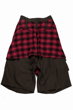 画像をギャラリービューアに読み込む, beauty : beast 8Q LAYERED SUPER WIDE SAROUEL PANTS / CHECKER EDITION (BROWN x RED)
