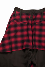 画像をギャラリービューアに読み込む, beauty : beast 8Q LAYERED SUPER WIDE SAROUEL PANTS / CHECKER EDITION (BROWN x RED)