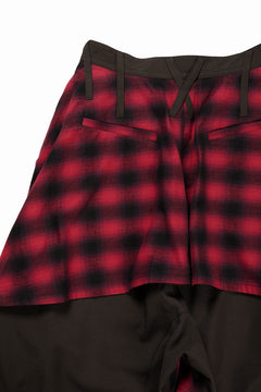 画像をギャラリービューアに読み込む, beauty : beast 8Q LAYERED SUPER WIDE SAROUEL PANTS / CHECKER EDITION (BROWN x RED)