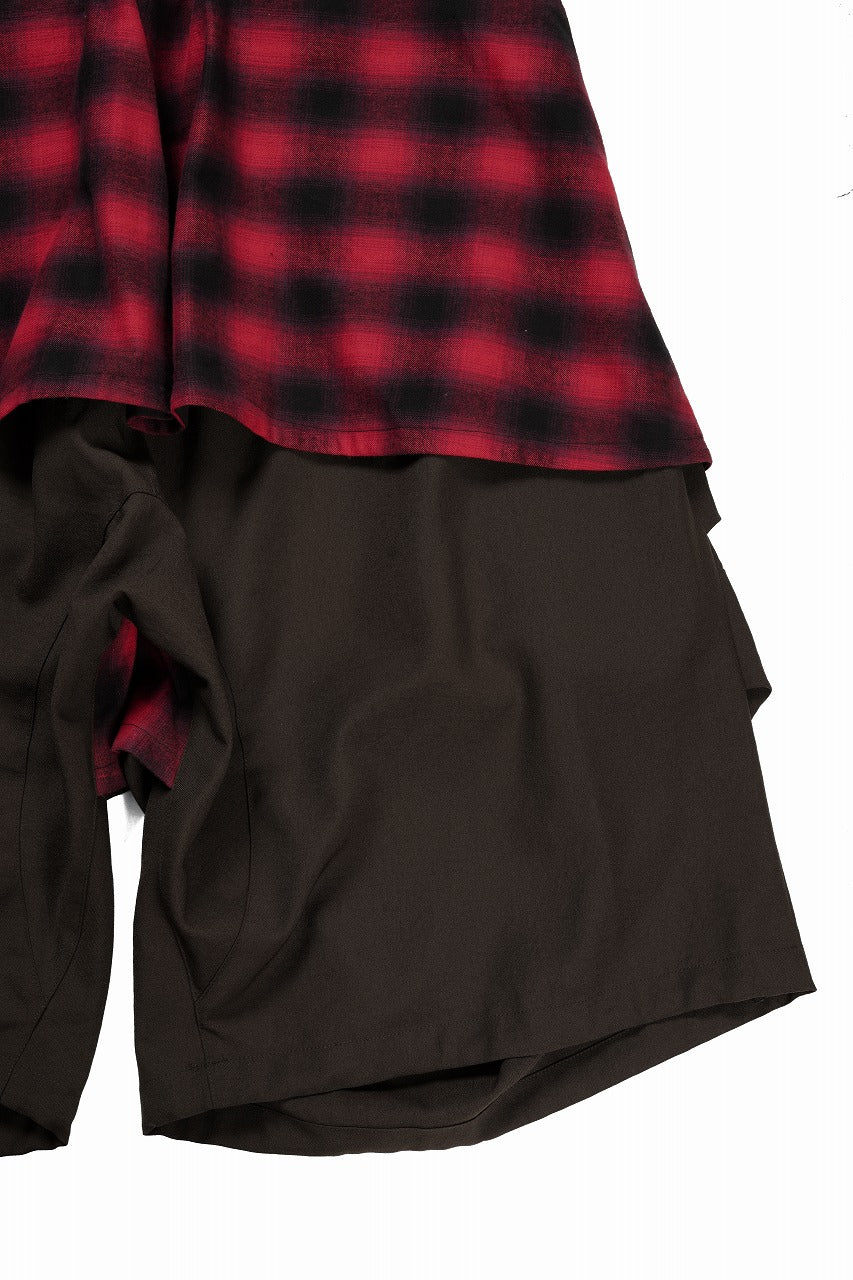 画像をギャラリービューアに読み込む, beauty : beast 8Q LAYERED SUPER WIDE SAROUEL PANTS / CHECKER EDITION (BROWN x RED)