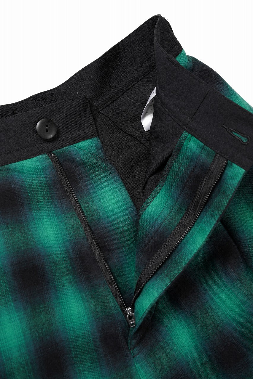 画像をギャラリービューアに読み込む, beauty : beast 8Q LAYERED SUPER WIDE SAROUEL PANTS / CHECKER EDITION (BLACK x GREEN)