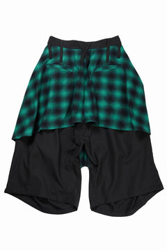 画像をギャラリービューアに読み込む, beauty : beast 8Q LAYERED SUPER WIDE SAROUEL PANTS / CHECKER EDITION (BLACK x GREEN)