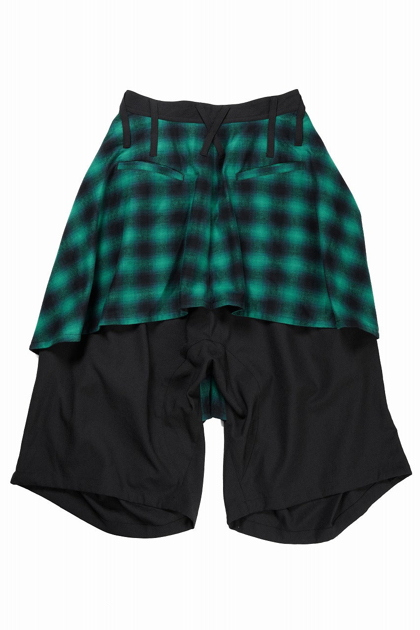 画像をギャラリービューアに読み込む, beauty : beast 8Q LAYERED SUPER WIDE SAROUEL PANTS / CHECKER EDITION (BLACK x GREEN)