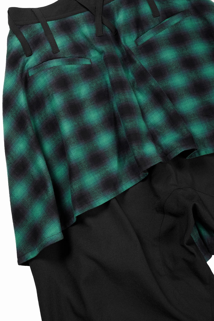 画像をギャラリービューアに読み込む, beauty : beast 8Q LAYERED SUPER WIDE SAROUEL PANTS / CHECKER EDITION (BLACK x GREEN)