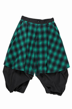 画像をギャラリービューアに読み込む, beauty : beast 8Q LAYERED SUPER WIDE SAROUEL PANTS / CHECKER EDITION (BLACK x GREEN)