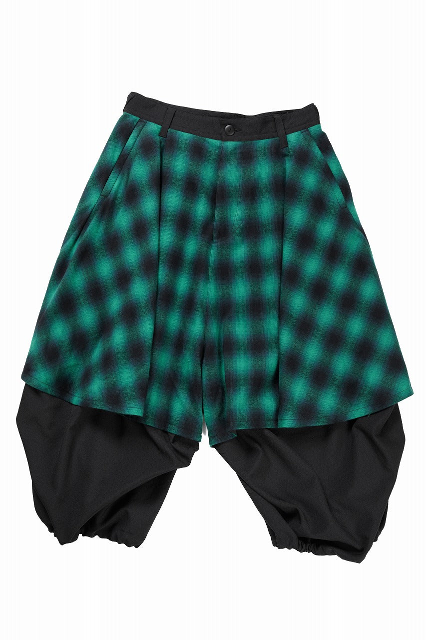 画像をギャラリービューアに読み込む, beauty : beast 8Q LAYERED SUPER WIDE SAROUEL PANTS / CHECKER EDITION (BLACK x GREEN)