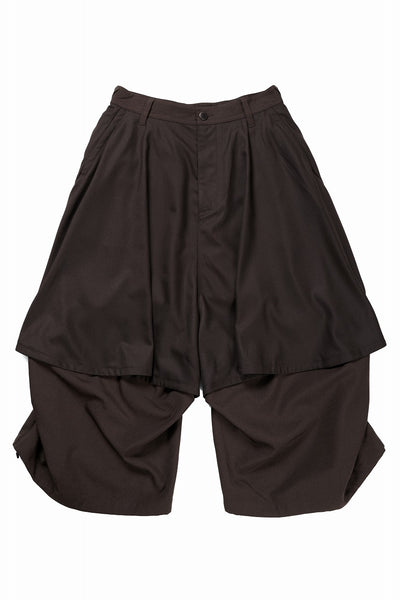 beauty : beast 8Q LAYERED SUPER WIDE SAROUEL PANTS (BROWN)
