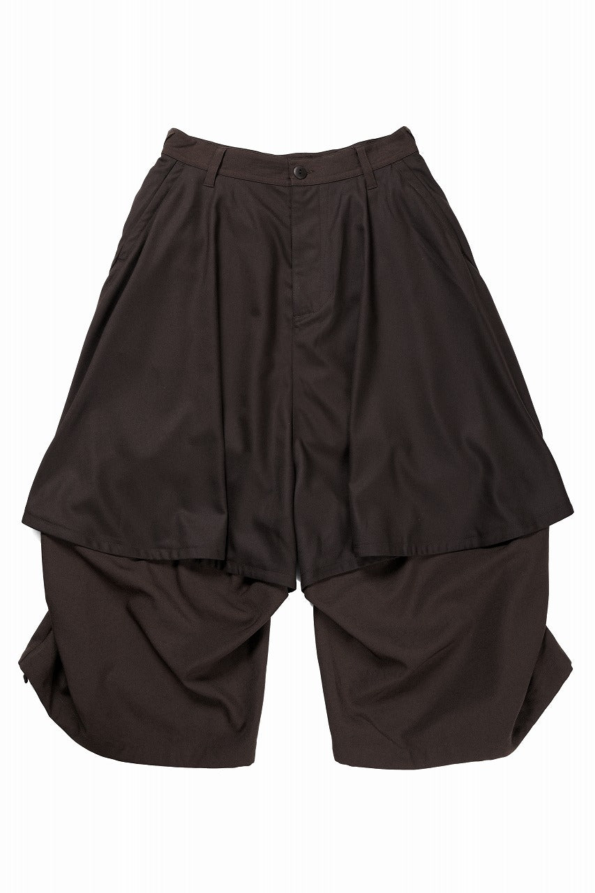 画像をギャラリービューアに読み込む, beauty : beast 8Q LAYERED SUPER WIDE SAROUEL PANTS (BROWN)